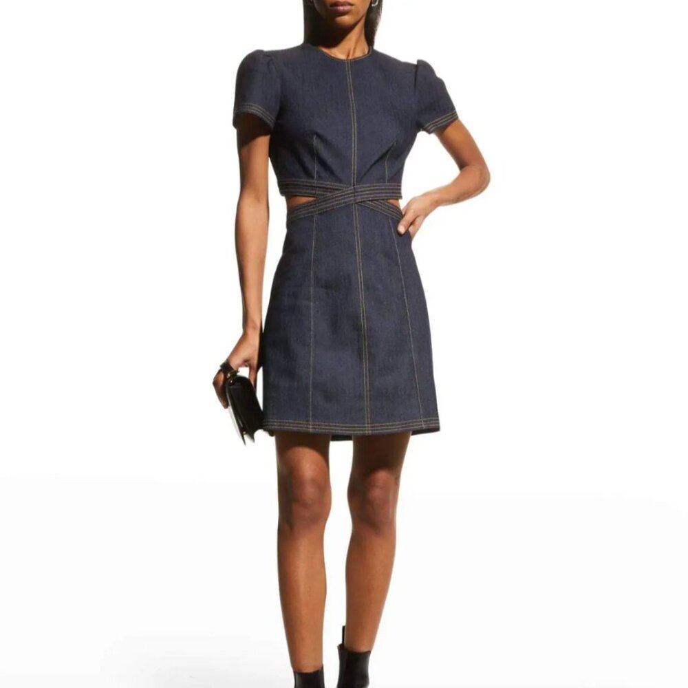 CINQ à SEPT NWT Maddy Cutout Denim Mini Dress Size 12